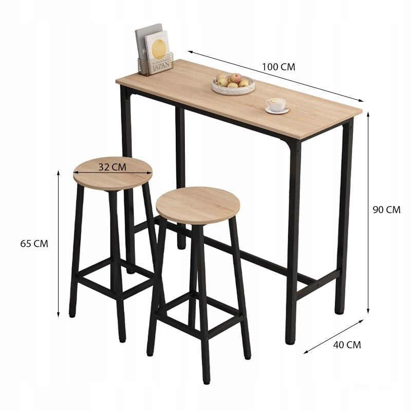 Set da bar tavolo da cucina + 2 sedie sgabello moderno industriale loft