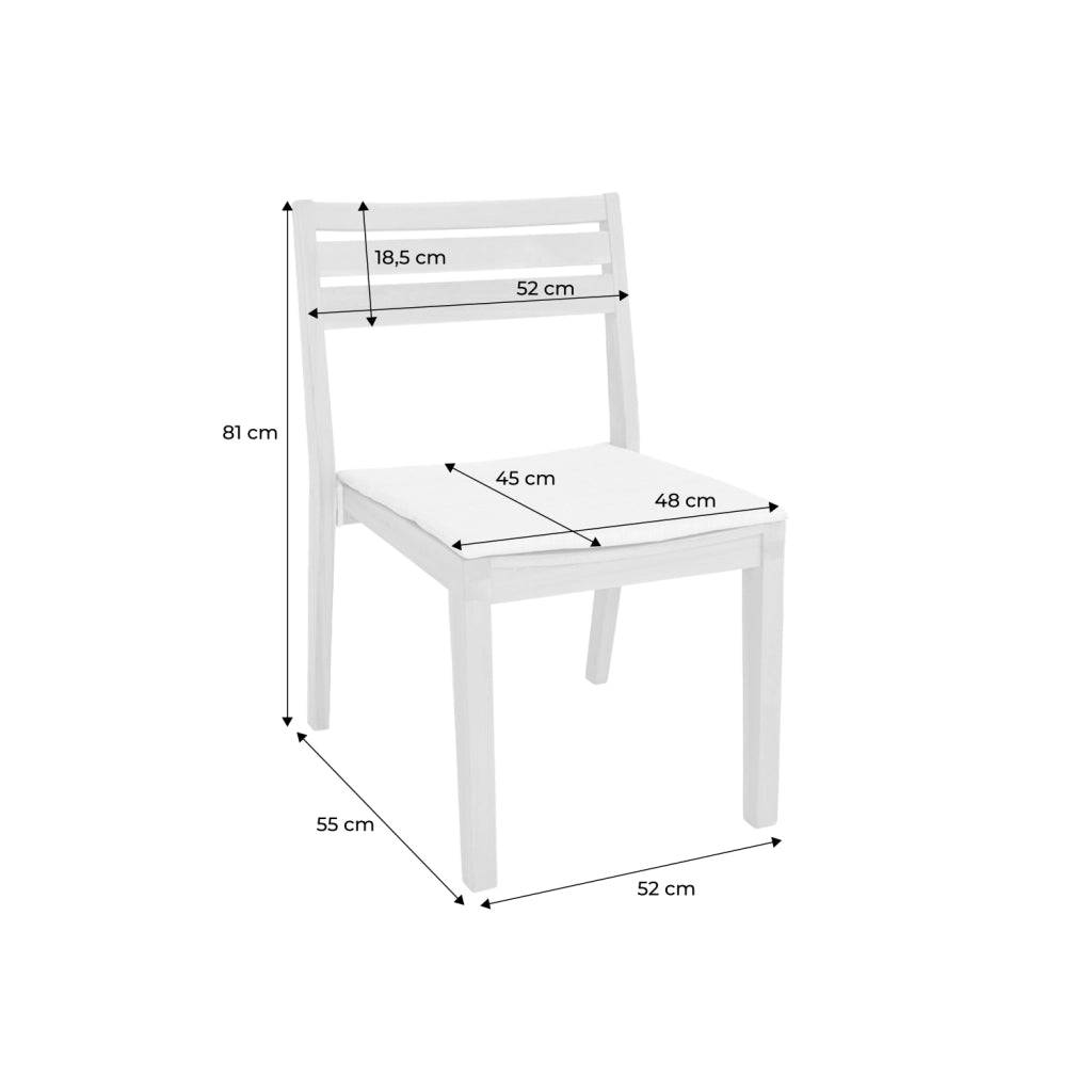 Set 4 sedie da giardino in legno di acacia con cuscino, beige