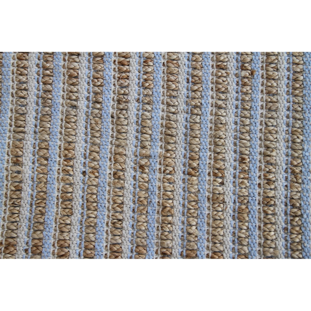 Tappeto naturale Chess in juta e cotone blu