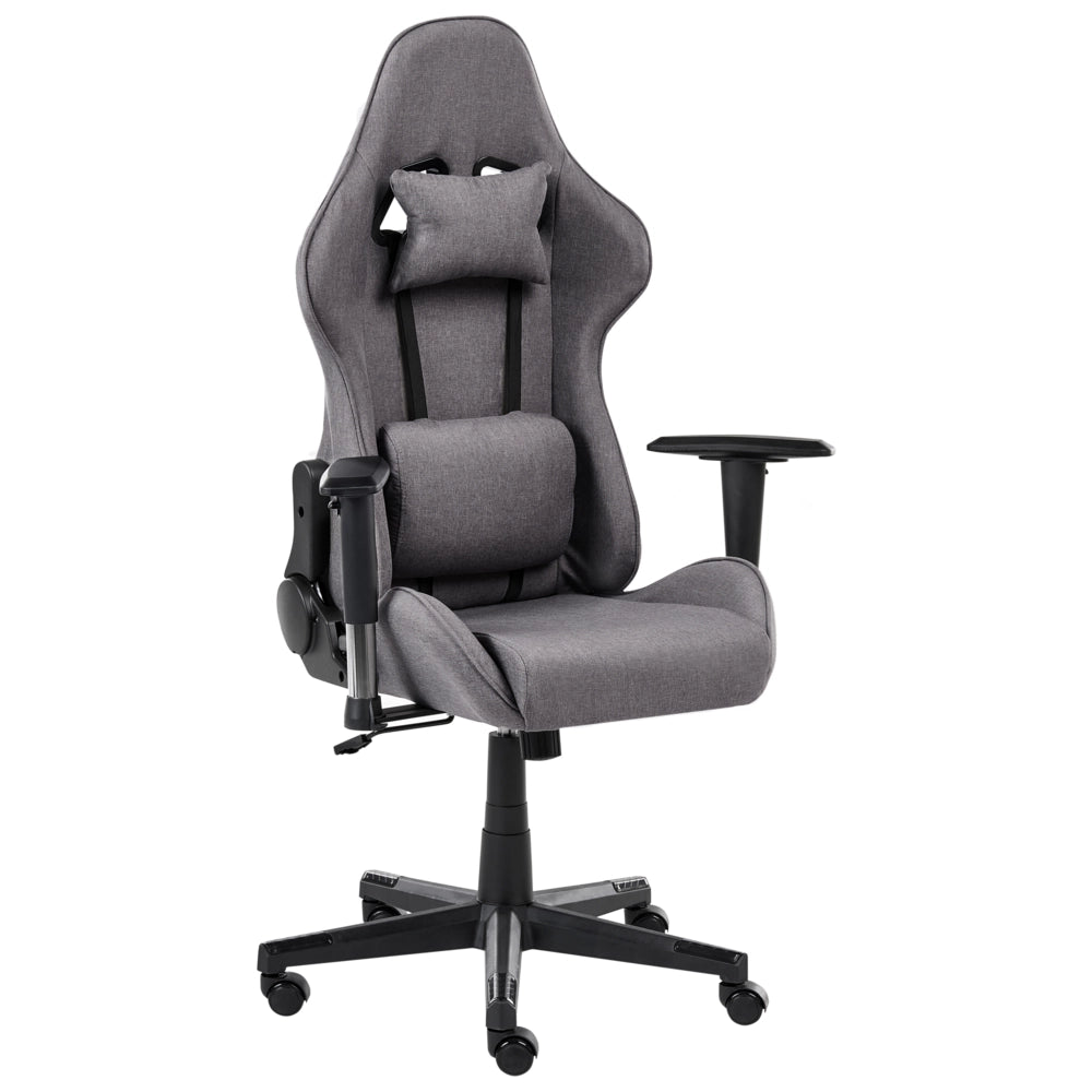 Sedia da ufficio ergonomica in tessuto con braccioli regolabili di colore grigio scuro poltrona gaming stile moderno
