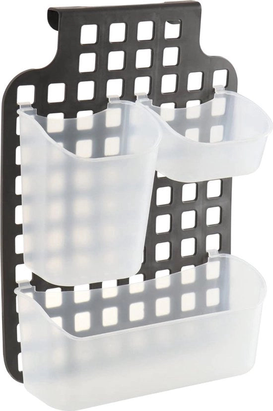 Set di 4 accessori per la stanza da bagno - organizzatore di appendiabiti per cucina e bagno - organizzatore di appendiabiti pratico - appendiabiti per porte e armadi (set a 4 pezzi, grigio)