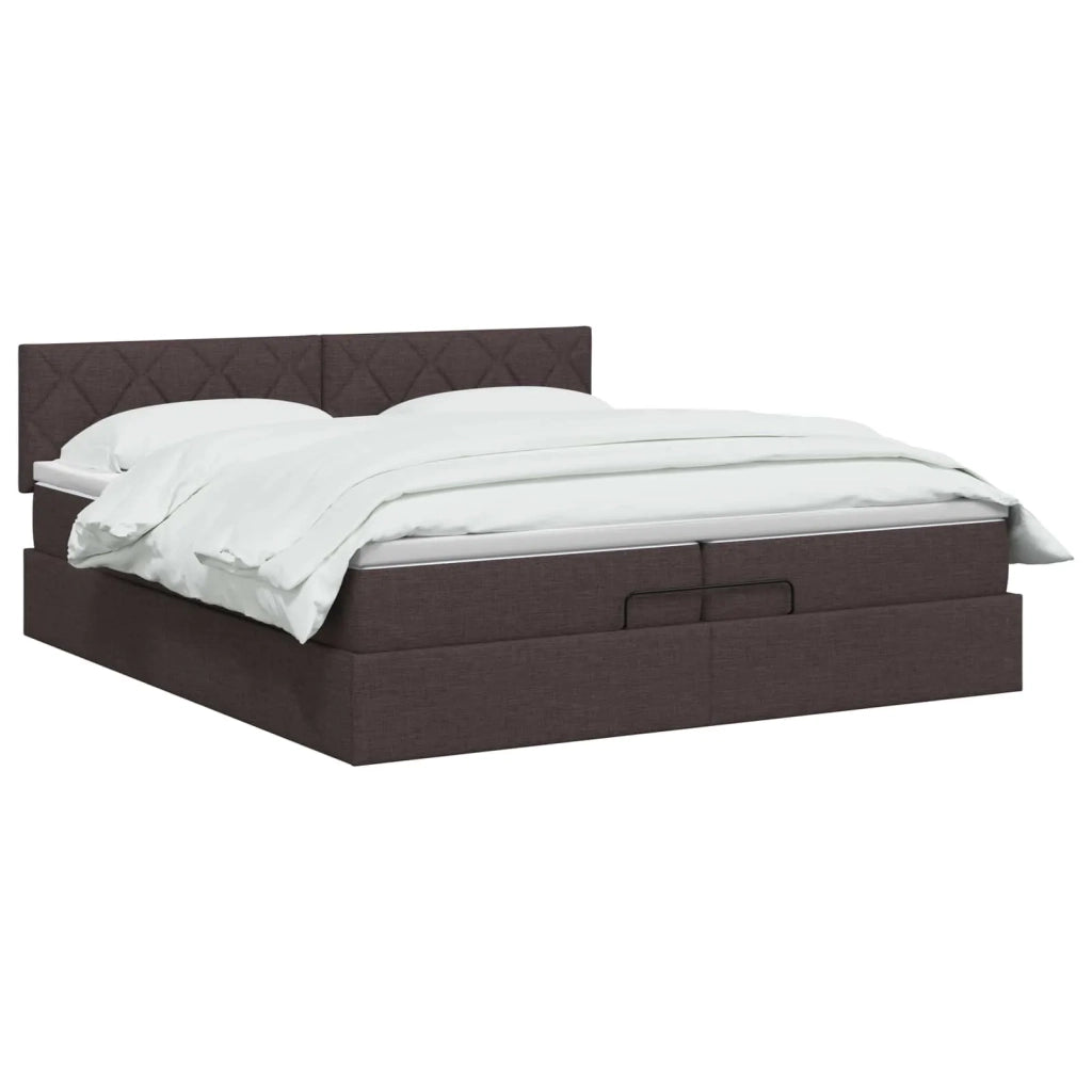 Letto Ottomano con Materasso e LED Marrone Scuro 200 x 200 cm 3457019