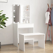 Set Tavolo da Toeletta Bianco con LED in Legno Multistrato 3114131