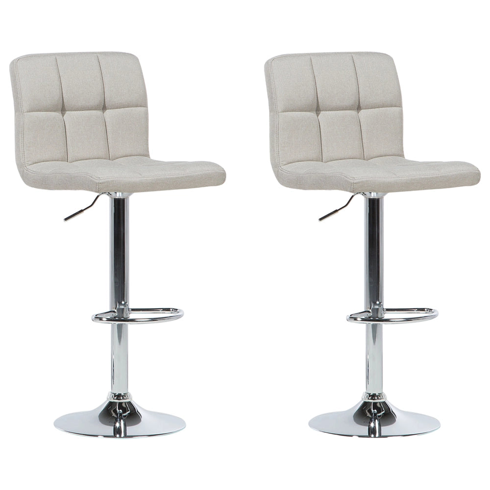 Set di 2 sgabelli da bar da cucina di colore beige girevoli regolabili in altezza stile moderno contemporaneo