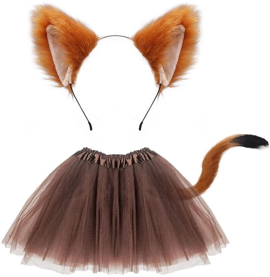 Costume da orso 3 pezzi - Orecchie di orso in plastica - Coda di orso - Gonna a tutù - Costume da animale per bambini/ adulti - Per Halloween/cosplay - Costume da animale