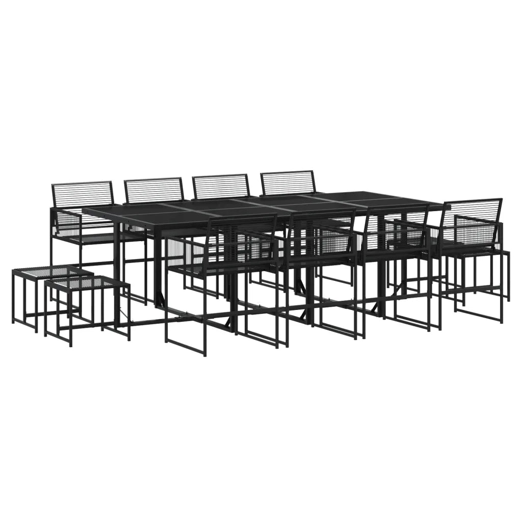 Set da Pranzo da Giardino 13pz Nero in Polyrattan