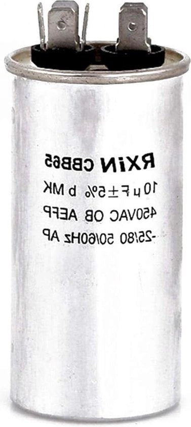 Condensatore 10uF CBB65 - 450V AC - 2 Dradi - avviamento AC - lavatrici - climatizzatori - frigoriferi - forni.