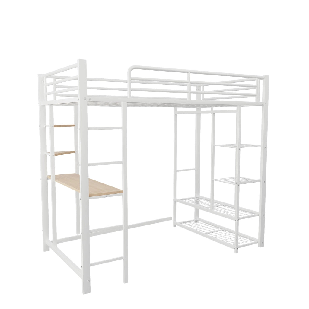 LETTO A CASTELLO con scrivania 90x200 cm in metallo bianco