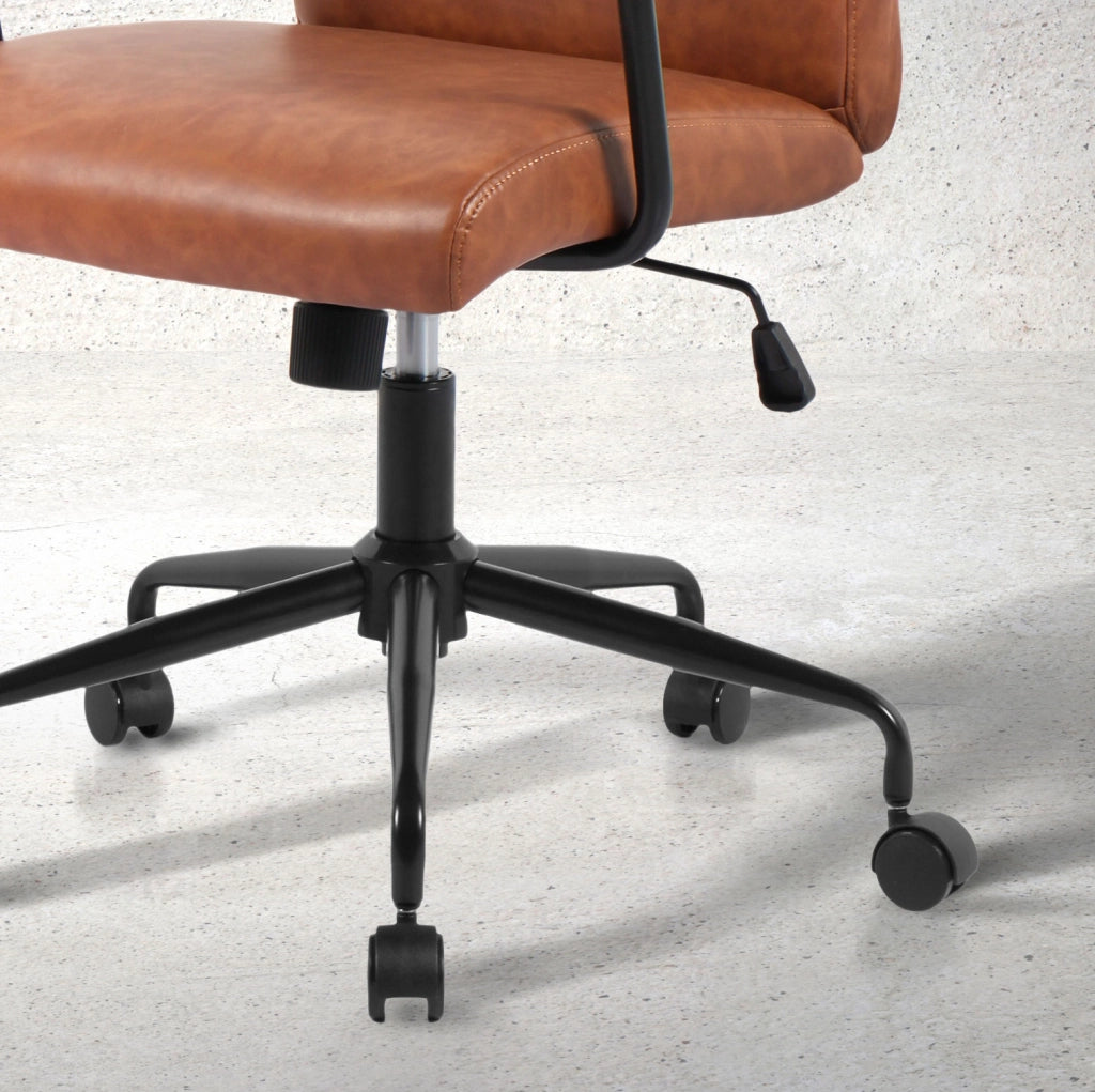 Sedia studio Hispanohogar regolabile in altezza similpelle marrone 99x64x70