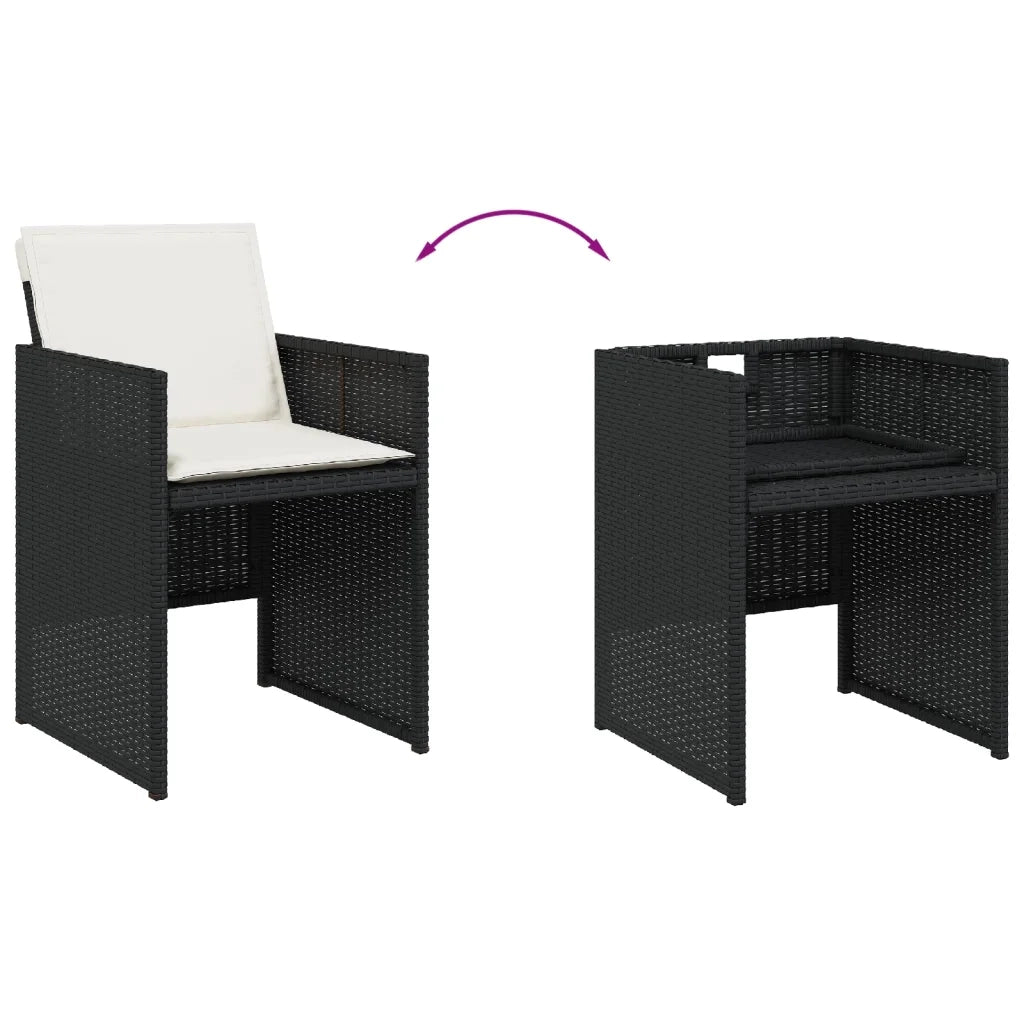 Set da Pranzo da Giardino 13pz con Cuscini Nero in Polyrattan 3277709