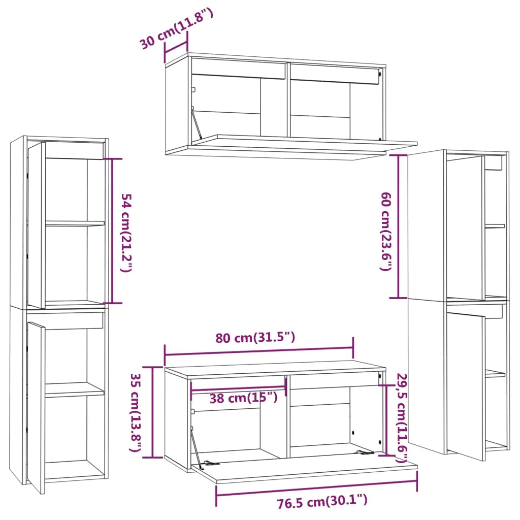 Mobile TV multimediale scaffale TV credenza mobile TV sala da pranzo soggiorno camera da letto 6 pezzi legno massello di pino bianco 02_0028795