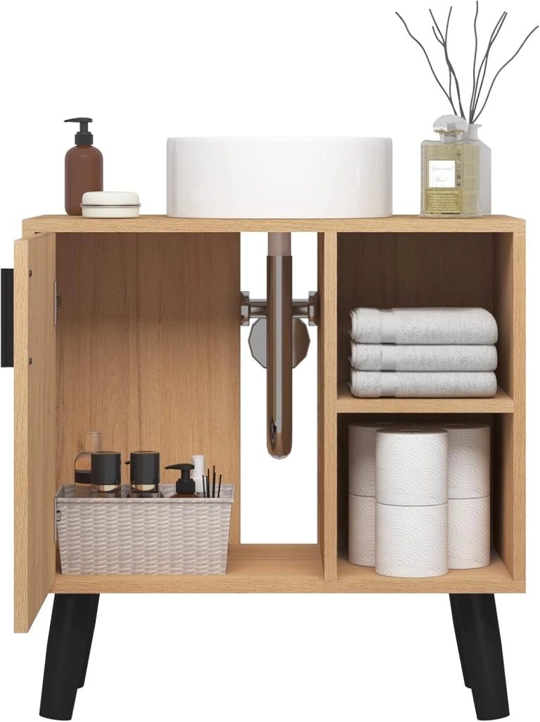 Set di mobili da bagno con armadietto a specchio, per bagno, comò con 4 cassetti, in metallo + legno, modello 14