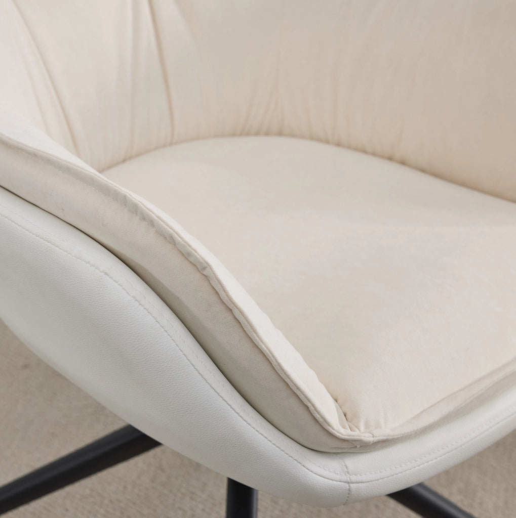 Poltrona da ufficio girevole a 360° in similpelle beige HOMVRA