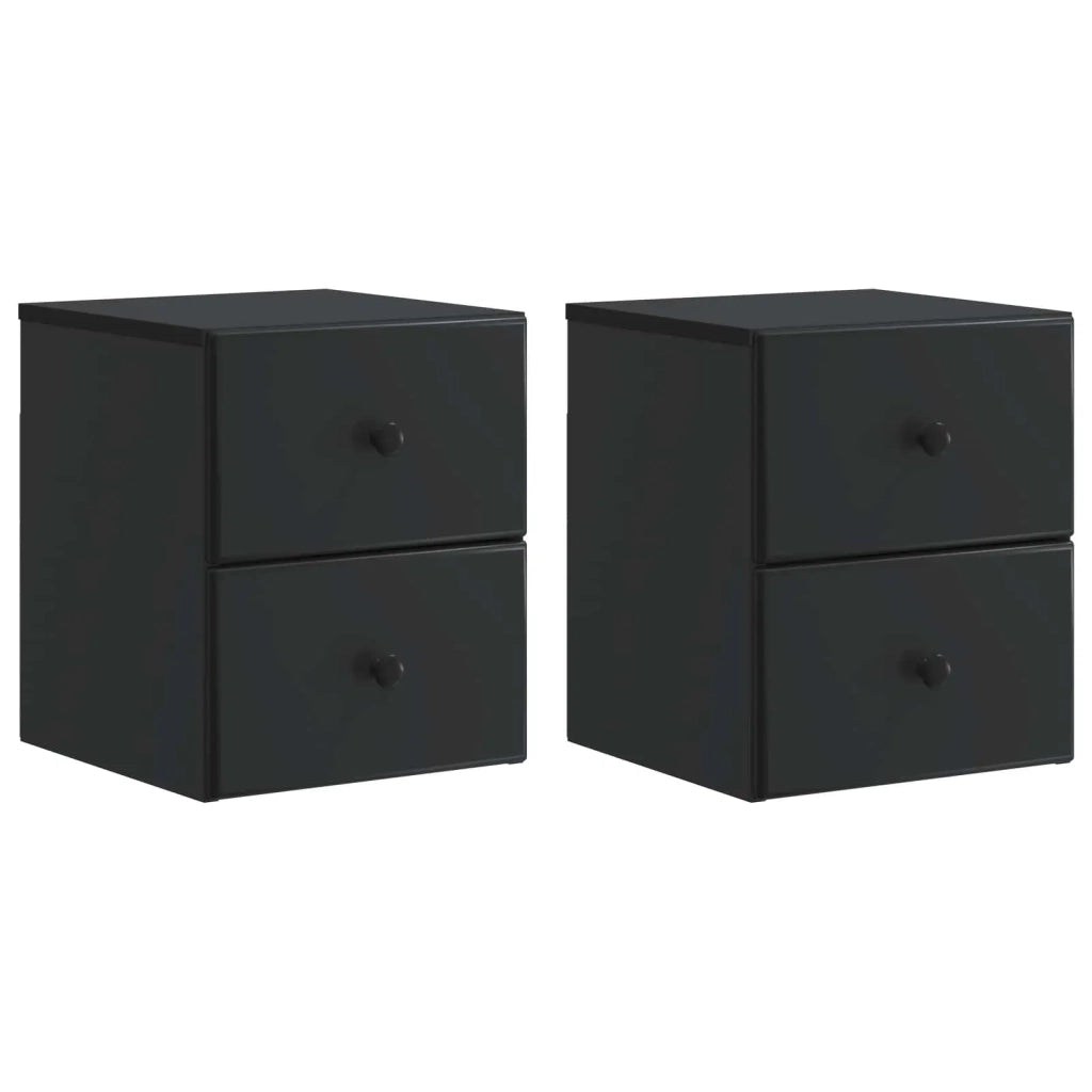 Mobiletto da notte a muro 2 pcs Nero 34,5 x 33 x 40 cm