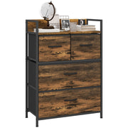 Cassettiera 4 cassetti tessuto ¨C Xylo ¨C design industriale metallo acciaio nero marrone 60x29x85cm