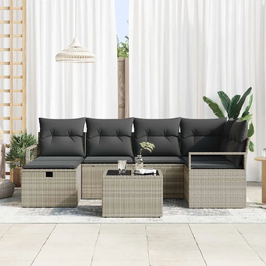 Set di divani con cuscino 7 pcs Grigio chiaro polyrattan 3359191