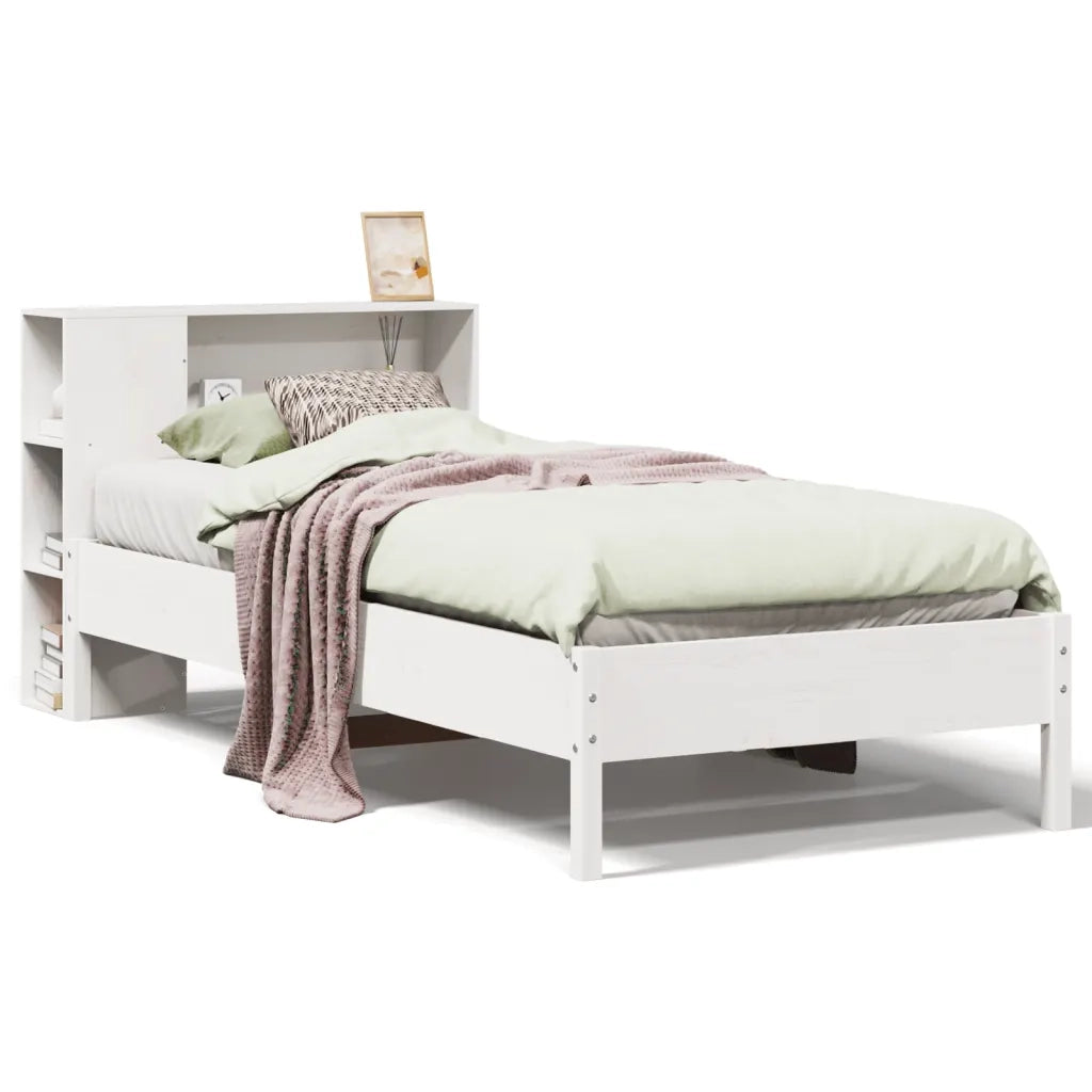 Letto con Libreria senza Materasso-Struttura Letto con contenitore 75x190 cm in Legno Pino 291893