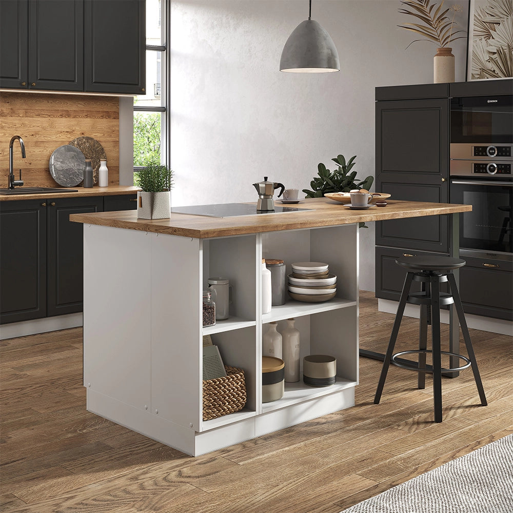 Vicco Isola cucina Antracite-Oro/Bianco 90 cm con cassetto, senza piano di lavoro