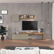 WHOUS Parete attrezzata Chronos set soggiorno tortora opaco e rovere 180/290x40 cm