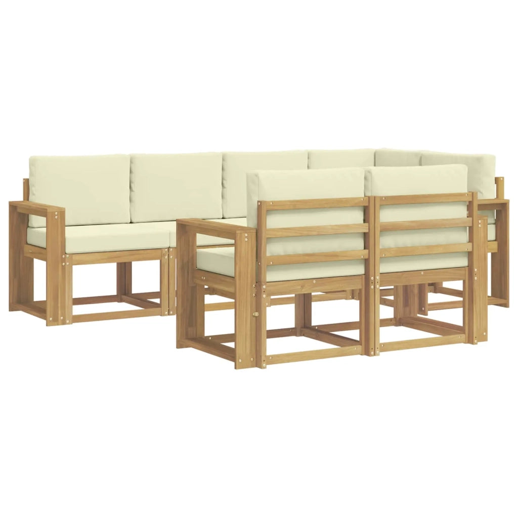 Set di divani da esterno 7 pz Bianco e Crema Poliestere 3387774