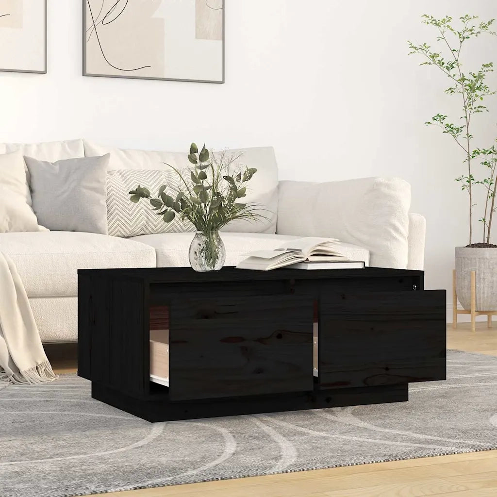 Tavolino da salotto | Tavolino da caff¨¨ | Tavolino da Soggiorno Nero 80x50x35 cm Legno Massello di Pino