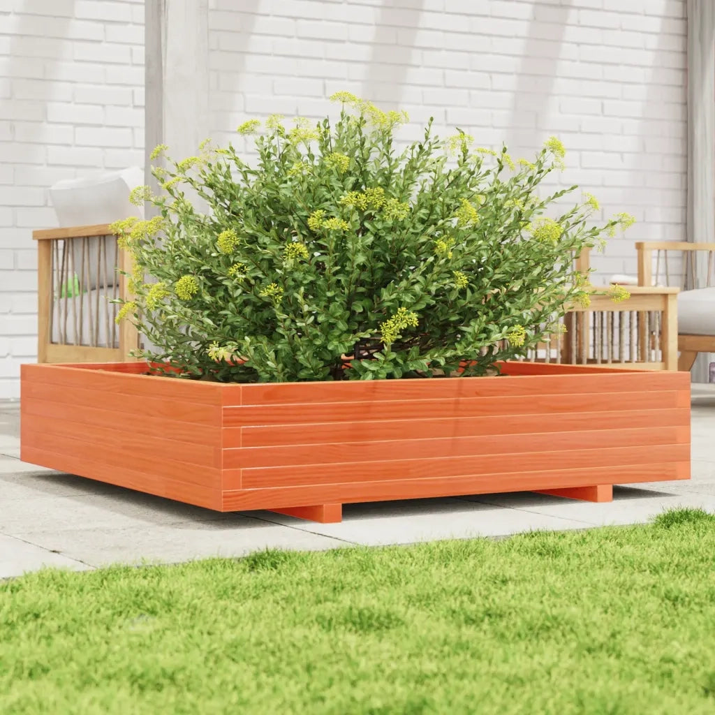 Fioriera Giardino Marrone Cera 110x110x26,5 cm in Legno di Pino 847325