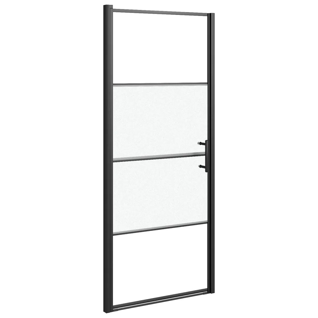 Parete Doccia 91x195 cm Vetro Temperato Semi Smerigliato Nero cod mxl 47821