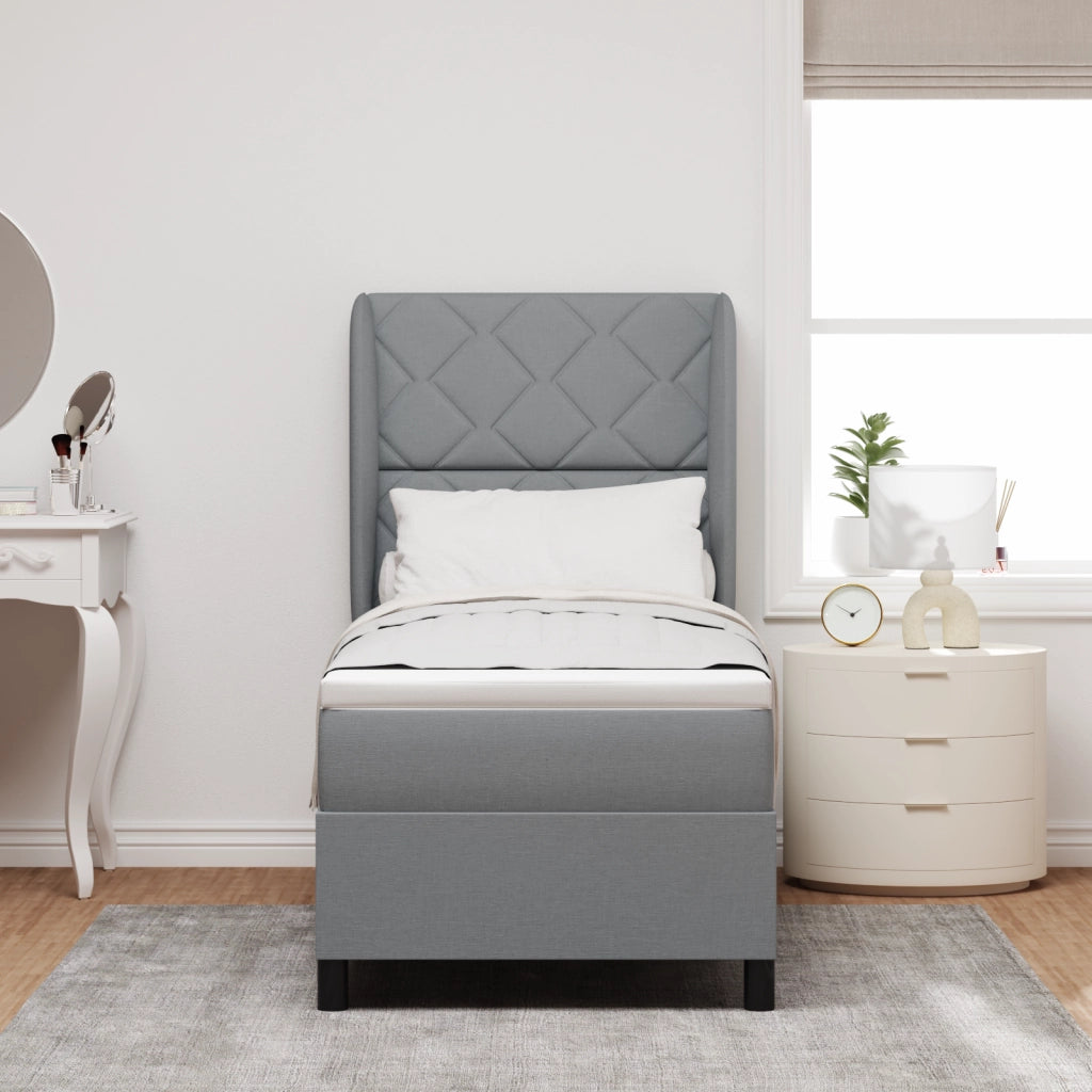 Letto a molle con materasso  in grigio chiaro, 80x200 cm, tessuto