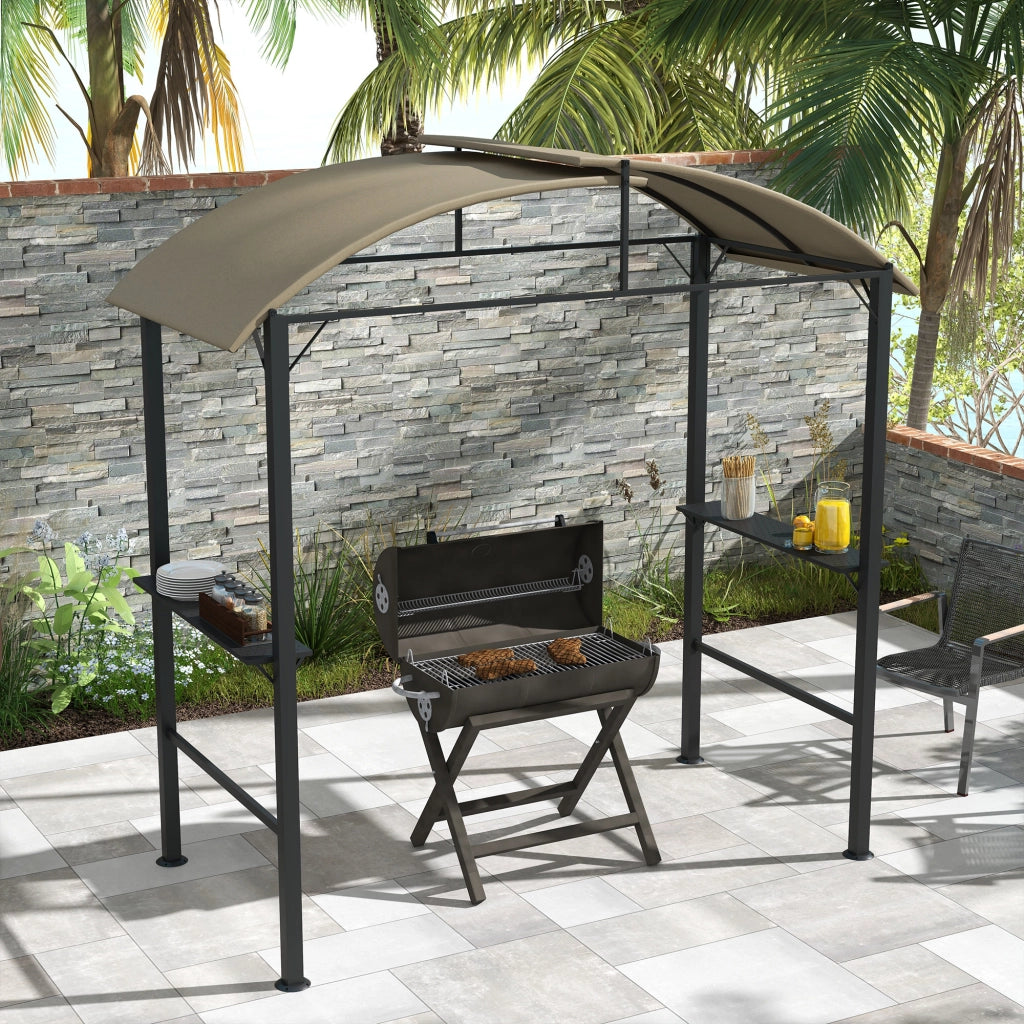 Gazebo da Giardino con 2 Ripiani e Ganci ¨C Minimal ¨C Khaki 110x230 cm