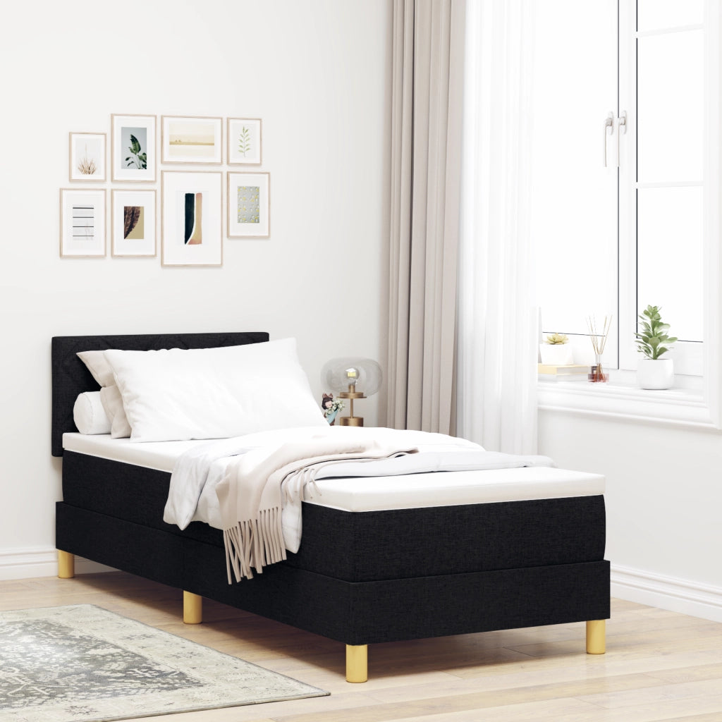 Letto Box Spring con Materasso e LED Nero 80x200 cm Tessuto