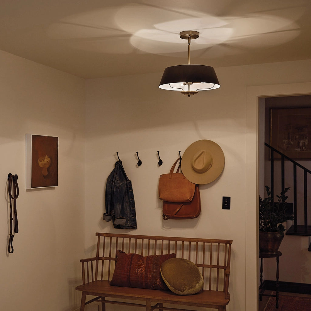 Lampada a sospensione Luella Kichler nero/ottone Ø41 3xE14