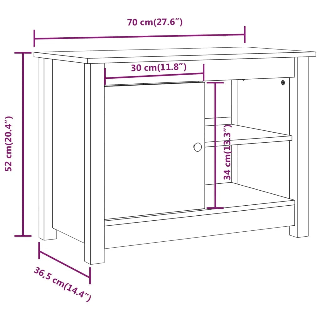 Mobile TV multimediale scaffale TV credenza TV sala da pranzo soggiorno camera da letto 70 x 36,5 x 52 cm legno di pino massiccio grigio 02_0026192