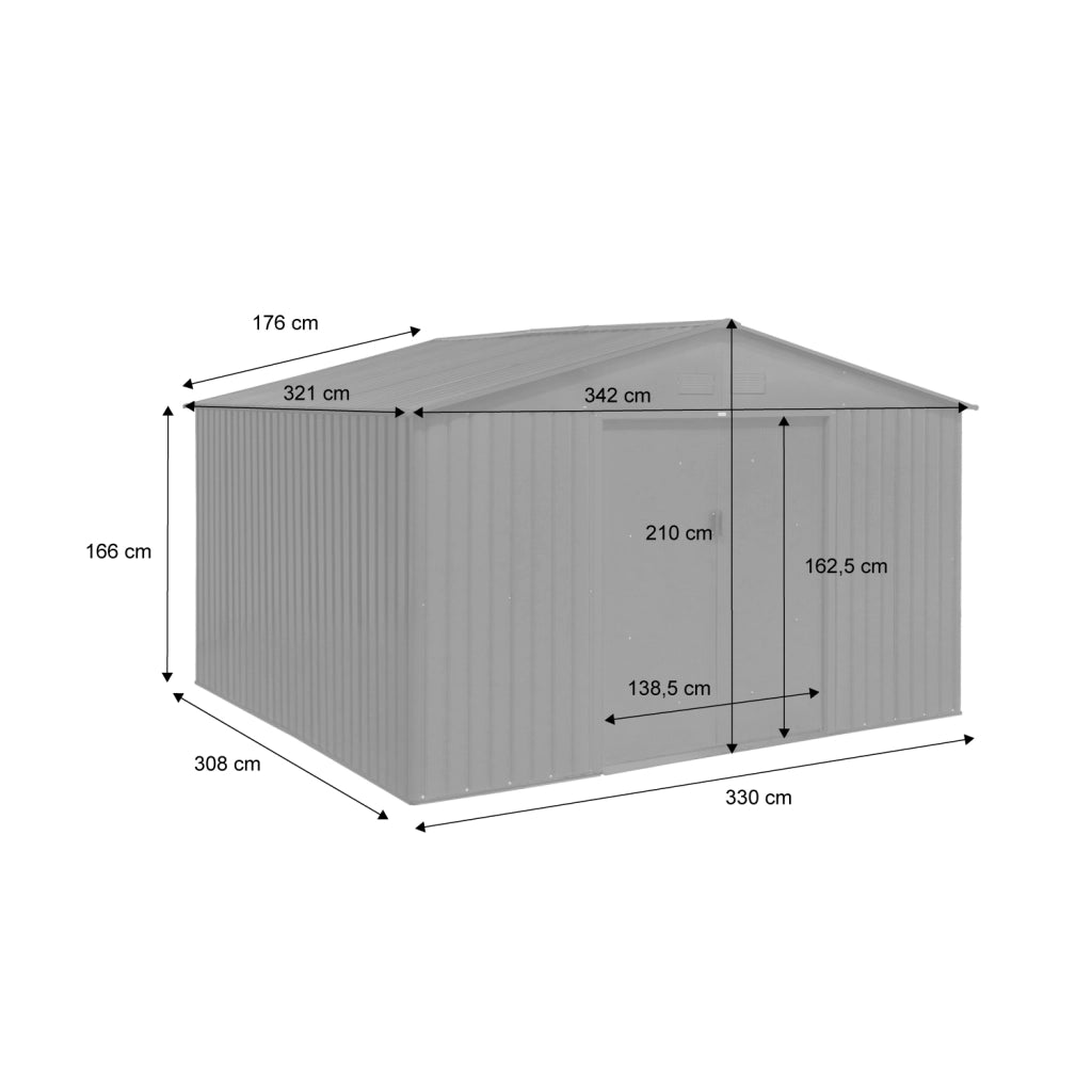 Casetta da giardino in metallo, 10.85m², antracite