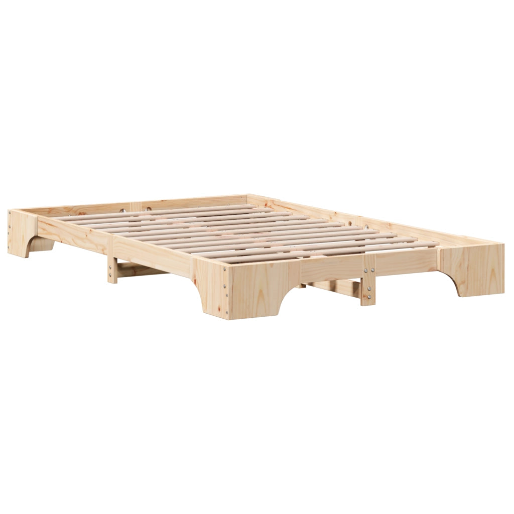 Struttura Letto Naturale Legno di pino massiccio 140 x 190 cm