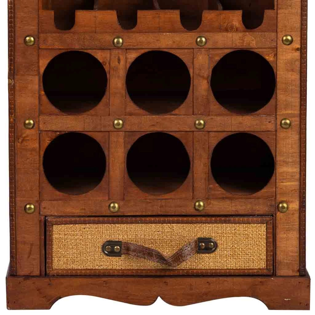Baul porta bottiglie in legno marrone 44x30x85h cm
