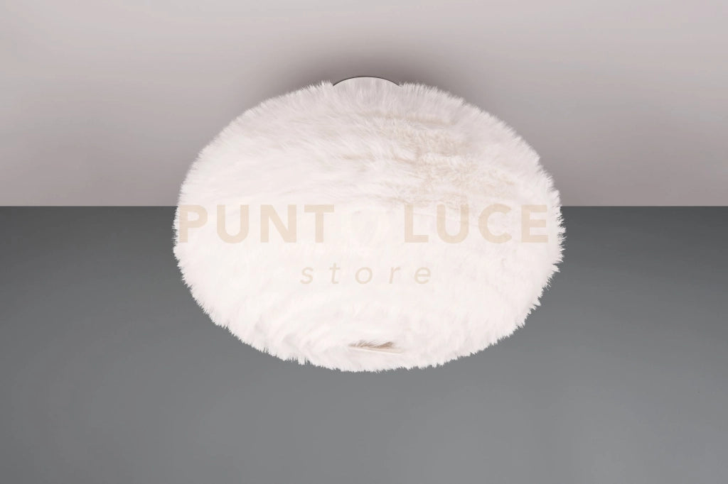 FURRY PLAFONIERA EFFETTO PIUMA BIANCA D. 50CM 2 LUCI ATTACCO E27