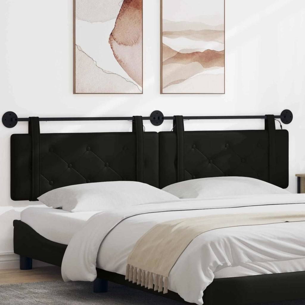 Testiera sospesa Con luce LED Nero Similpelle