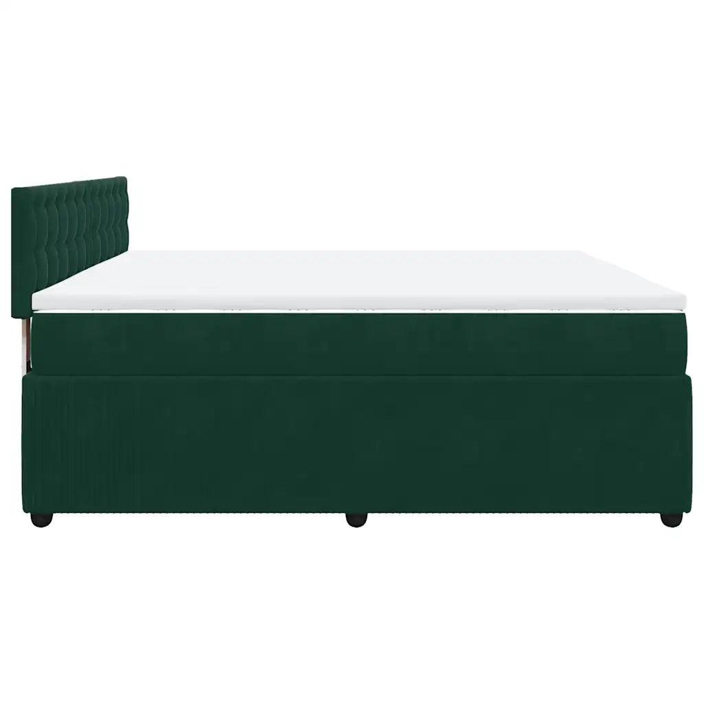 Giroletto a Molle con Materasso Verde Scuro 200x200 cm Velluto 3290145