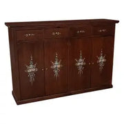 Credenza madia buffet mod Lia in legno arte povera noce scuro decorato a mano fiori