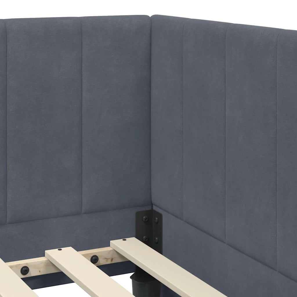 vidaXL Cornice del letto ad angolo Grigio scuro 100 x 200 cm Velluto