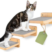 Kit di salita per gatti con trappola per gatti da parete, set di 3, salita per muri, scala per gatti, accessori aggiuntivi per gatti, misura M, krabpaal in legno moderno.