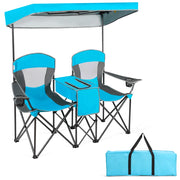 Sedia da campeggio doppia pieghevole 166,5 x 72 x 151 cm comoda e pratica in tessuto Oxford blu scuro 20_0011295