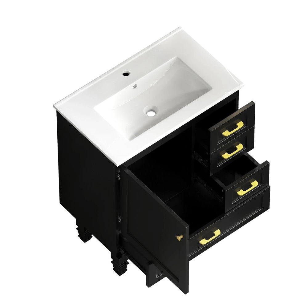 Armadietto Bagno con Cassetti ¨C Xylo ¨C Nero, 75 cm