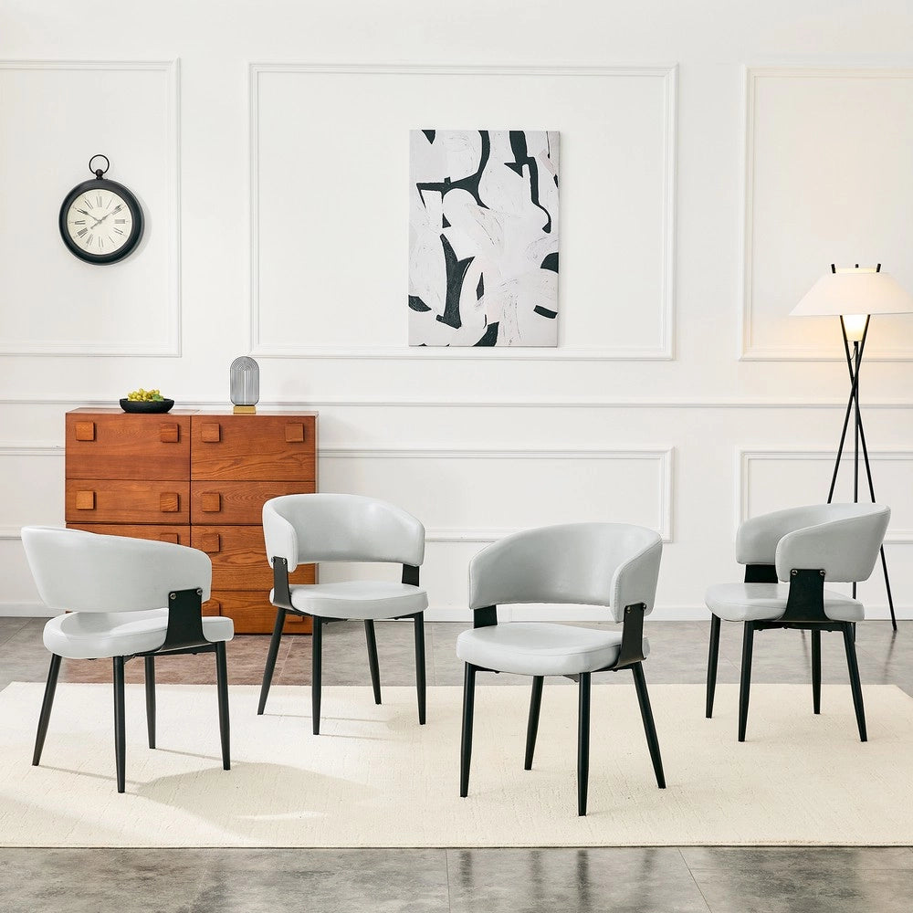 Sedie da Pranzo Set 2 Pezzi Stile Retro ¨C MINIMAL ¨C Similpelle, Braccioli, Gambe in Metallo