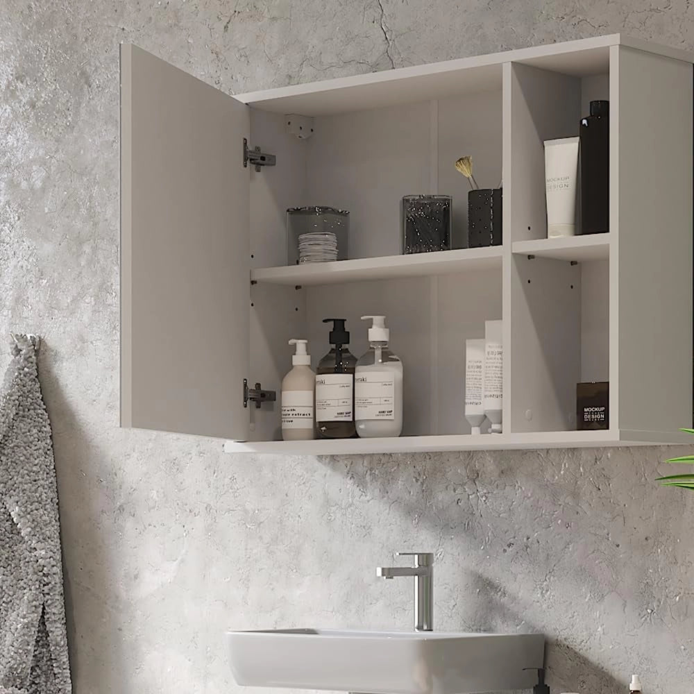 Mobile a specchio per il bagno Leano, Bianco, 80 x 60 cm