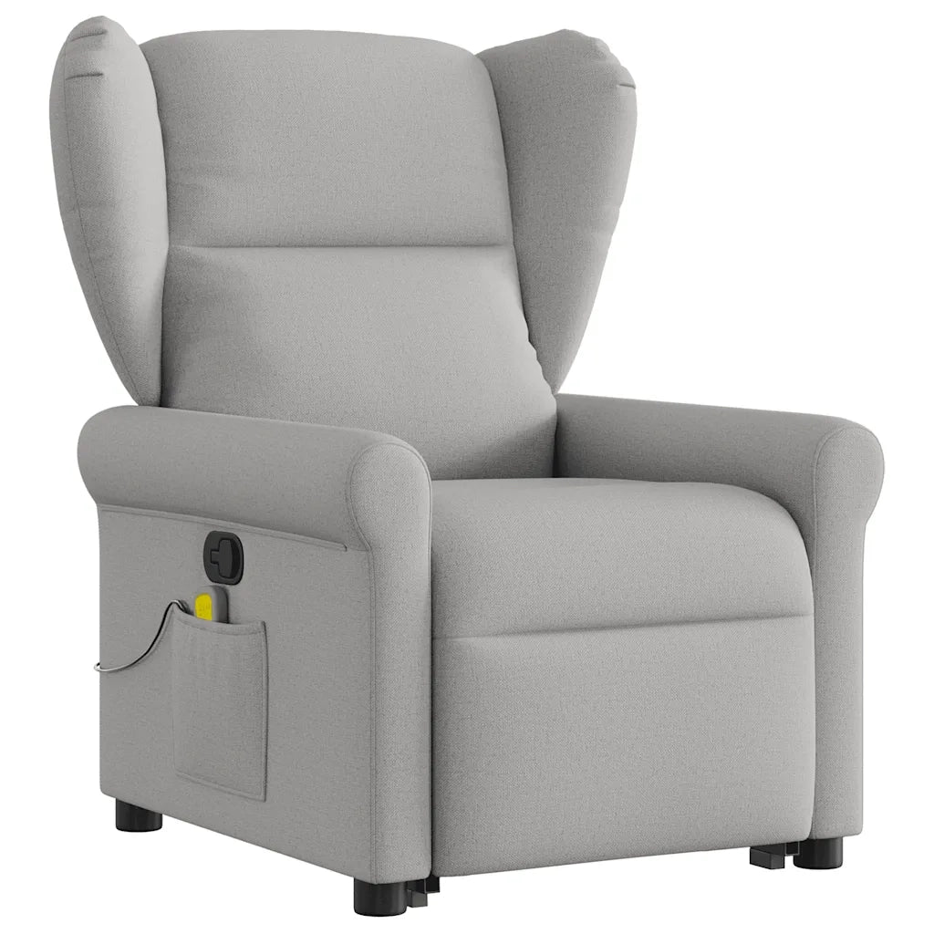 Poltrona | Sedia Relax Alzapersona Massaggi Reclinabile Grigio Nuvola Tessuto