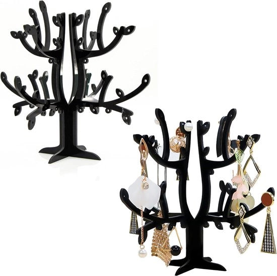 Sostituto di orecchini, reggipendenti per orecchini, sospensione in acrilico, albero, organizzatore di gioielli, 52 fori, per anelli, orecchini, collane, bracciali, adatto per soggiorno, bagno, ufficio, 2