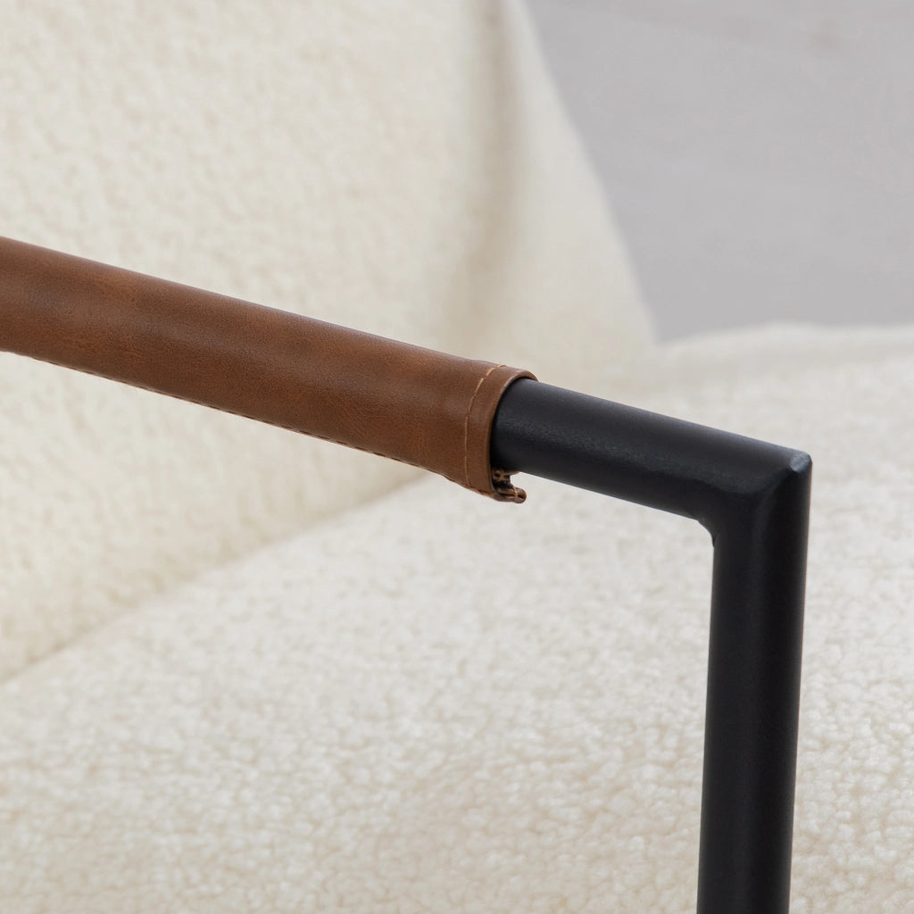 Poltrona imbottita in tessuto bouclette ¨C zephmum ¨C 77x91x80 cm, crema