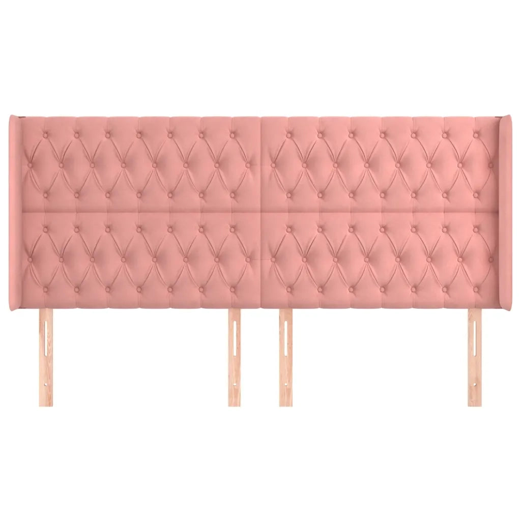 Testiera ad Orecchio-Testata con Orecchie Rosa 203x16x118/128 cm in Velluto 156017