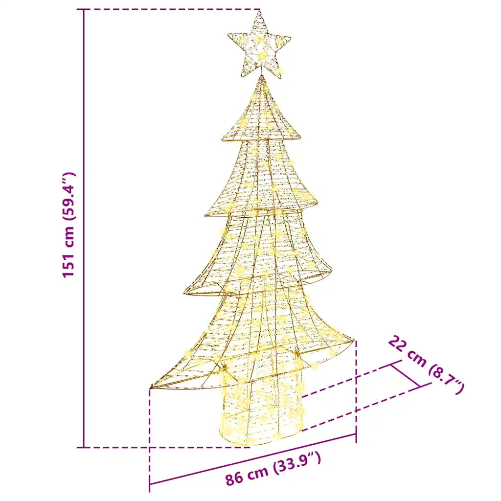 Albero di Natale con 160 LED Bianco caldo 151 cm PET